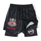 Japanese Anime Demon Slayer Peripheral Shorts Men's and Women's Summer Double Layer Beach Pants Loose Large Size Casual Shorts
