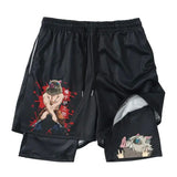 Japanese Anime Demon Slayer Peripheral Shorts Men's and Women's Summer Double Layer Beach Pants Loose Large Size Casual Shorts