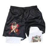 Japanese Anime Demon Slayer Peripheral Shorts Men's and Women's Summer Double Layer Beach Pants Loose Large Size Casual Shorts