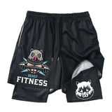 Japanese Anime Demon Slayer Peripheral Shorts Men's and Women's Summer Double Layer Beach Pants Loose Large Size Casual Shorts