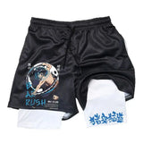 Japanese Anime Demon Slayer Peripheral Shorts Men's and Women's Summer Double Layer Beach Pants Loose Large Size Casual Shorts
