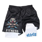 Japanese Anime Demon Slayer Peripheral Shorts Men's and Women's Summer Double Layer Beach Pants Loose Large Size Casual Shorts