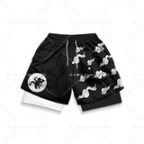 Anime Short Gyms Bilayer 2-in-1 Sports Shorts For Men Sweat-absorbent Quick-drying And Breathable Outdoor Sports Jogging Pants