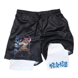 Japanese Anime Demon Slayer Peripheral Shorts Men's and Women's Summer Double Layer Beach Pants Loose Large Size Casual Shorts