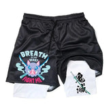 Japanese Anime Demon Slayer Peripheral Shorts Men's and Women's Summer Double Layer Beach Pants Loose Large Size Casual Shorts